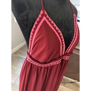 Express dress burgundy, pinks, halter, maxi dress, elastic front elastic back